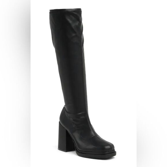 New STEVE MADDEN Y2K Object Tall Boot In Black Patent US 9 - Picture 1 of 7